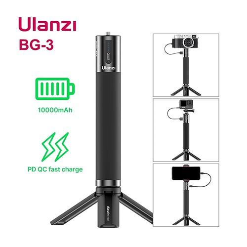 Ulanzi BG-3 10000mAh Power Bank Selfie Stick Hand grip รุ่นใหม่ ด้ามจับชาร์จได้ติดกล้อง GoPro / Phone l Action Camera