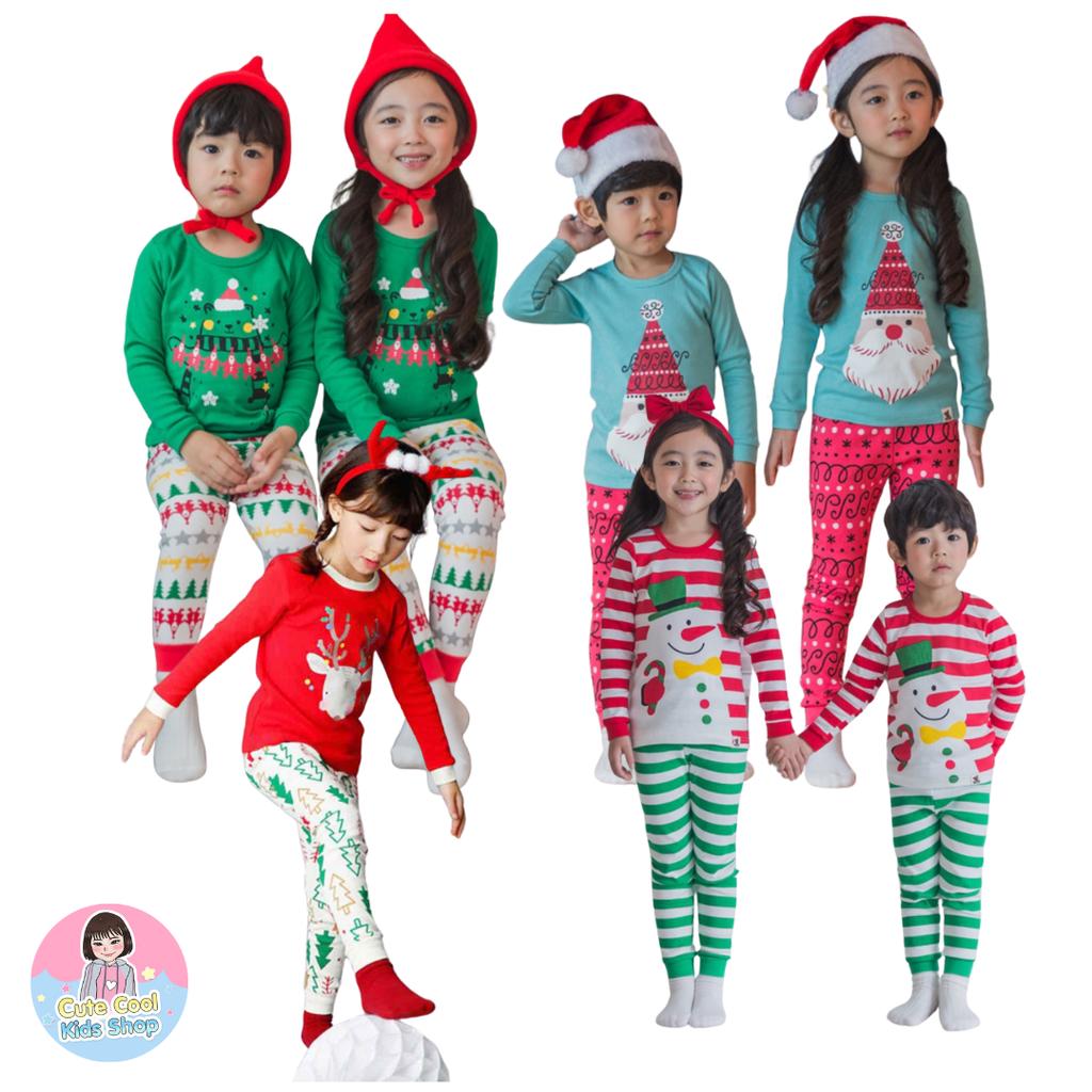 SANTA-A ชุดนอนเด็กลายคริสต์มาส ซานตาคลอส Santa แขนยาวขายาว ขนาด 1-8 ขวบ