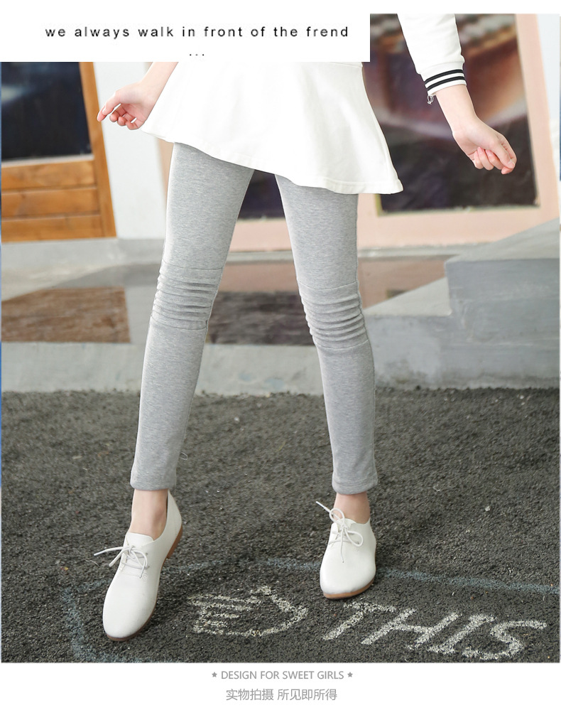 P30841พร้อมส่งเลกกิ้งเด็กสีเทา แต่งเข่า