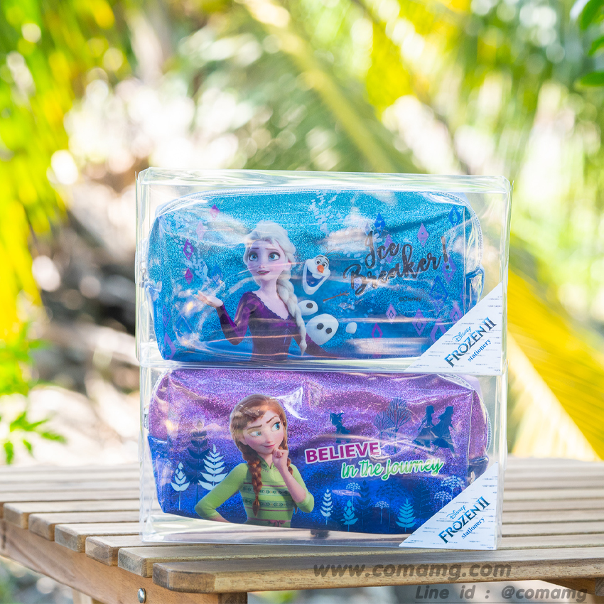 กระเป๋าดินสอเอลซ่า&อันนา หนังแก้วกากเพรช ทรงสี่เหลี่ยม