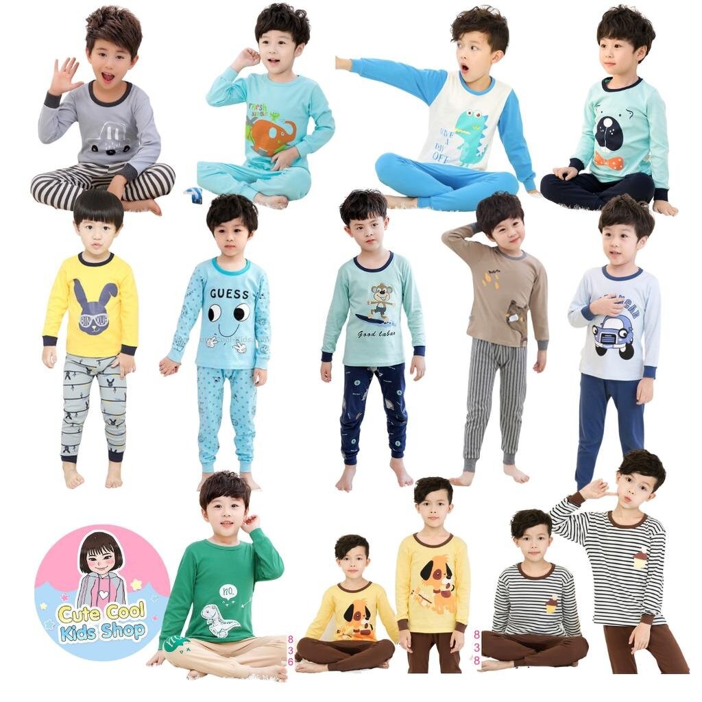BM-1 ชุดนอนเด็กแขนยาวขายาว พร้อมส่ง 3-12 ขวบ