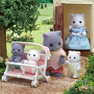 ตุ๊กตาคุณพ่อแมวเปอร์เซียสีเทา ซิลวาเนียนแท้ Persian Cat Father : Sylvanian Families