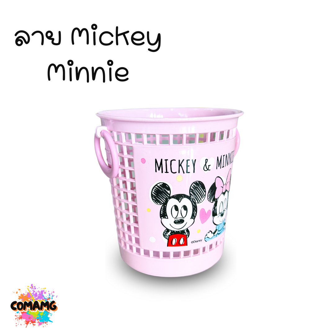 ตะกร้าดินสอ ตะกร้าใส่ของจุกจิก ตะกร้าใส่ปากกา ที่ใส่เครื่องเขียน ที่ใส่ปากกา แบบตะกร้ากลม มีหูหิ้ว ลายการ์ตูน