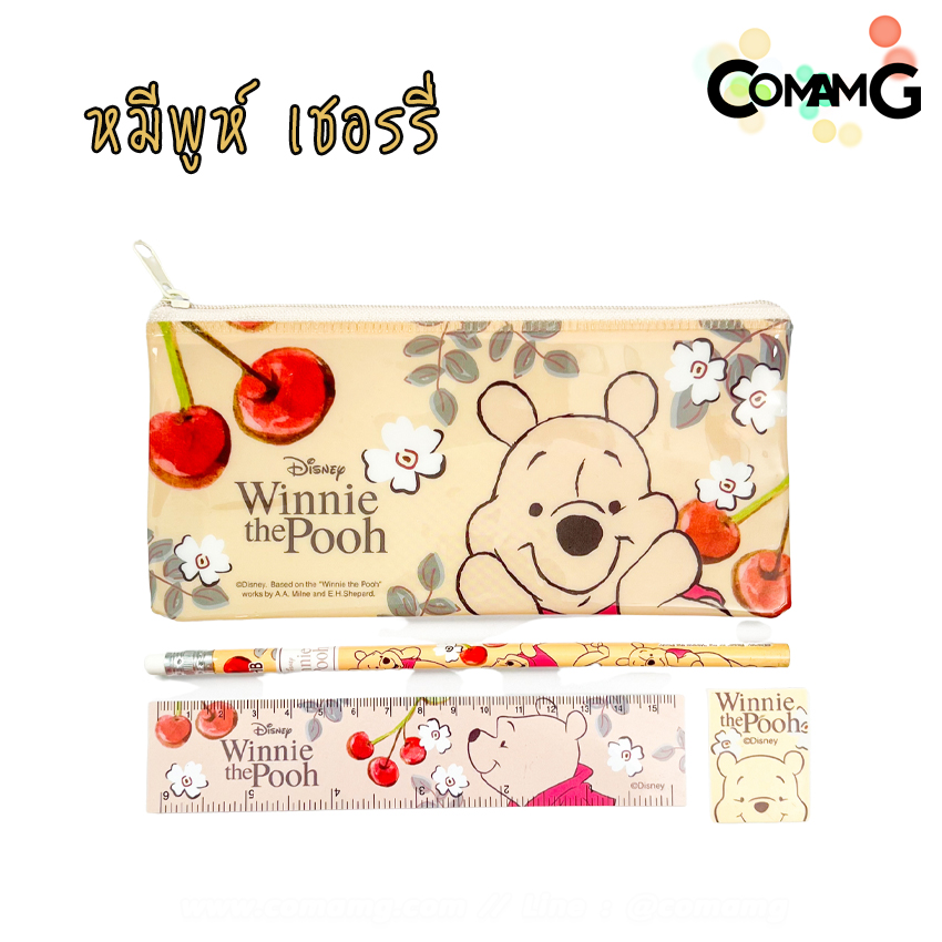 กระเป๋าดินสอ+ดินสอ+ยางลบ ไม้บรรทัด ชุดเครื่องเขียนพร้อมอุปกรณ์การเรียน เซ็ต4ชิ้น ลายการ์ตูนลิขสิทธิ์แท้