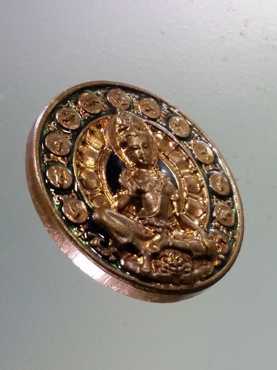 Antig Pim 342 เหรียญทองแดงลงยา พระเทวราชโพธิสัตว์จตุคามรามเทพ - พระพิฆเณศวรเทพเจ้าแห่งความสำเร็จ รุ่น มงคลทรัพย์แสนล้าน