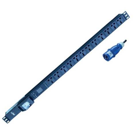 PDU Power Distribution Unit 20 Universal Outlet (Circuit Breaker 16A + Volt/Amp + Power Plug 16A)