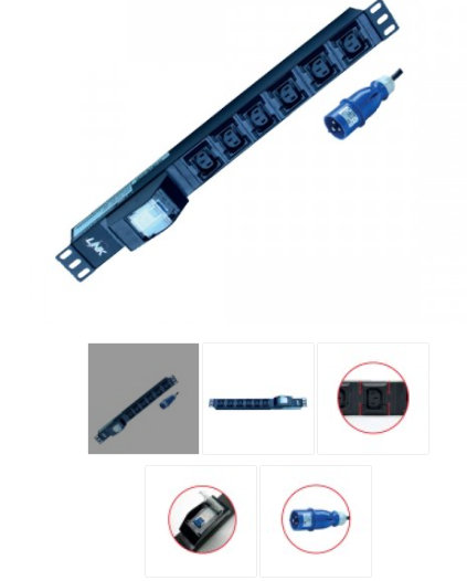 PDU 6 C13 Outlet (Circuit Breaker 16A + Power Plug 16A) รางไฟที่มี C13 และปลั๊กเพาเวอร์