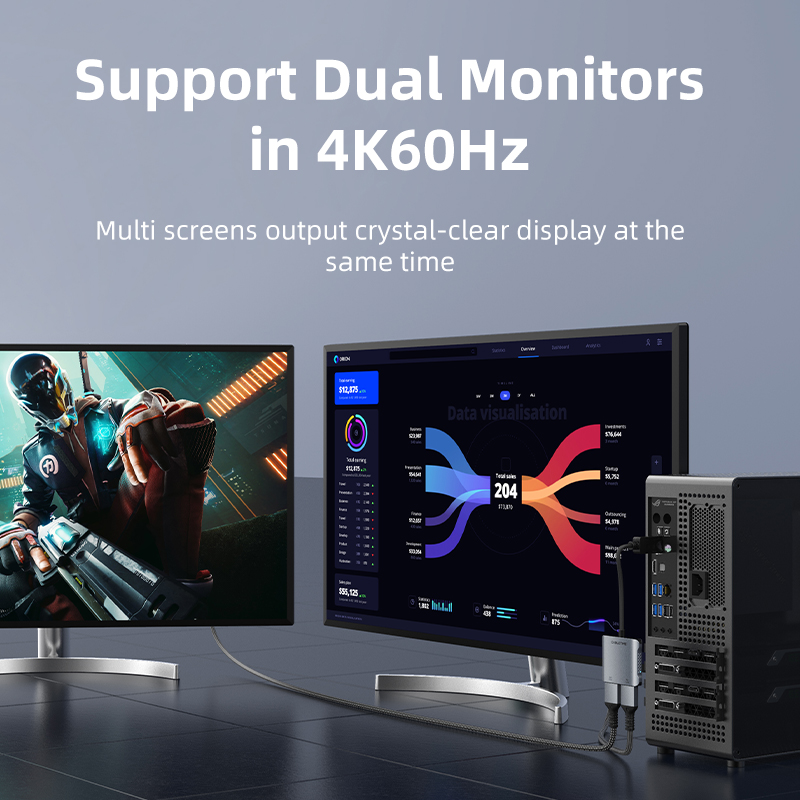 CABLETIME DP TO DUAL HDMI 8K ADAPTER