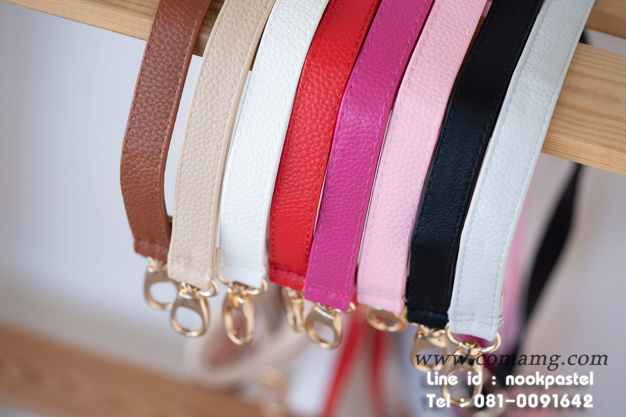 สายกระเป๋าหนังPU หนังนิ่ม อะไหล่เงิน-อะไหล่ทอง สายปรับความยาวได้ มีหลายสี พร้อมส่ง