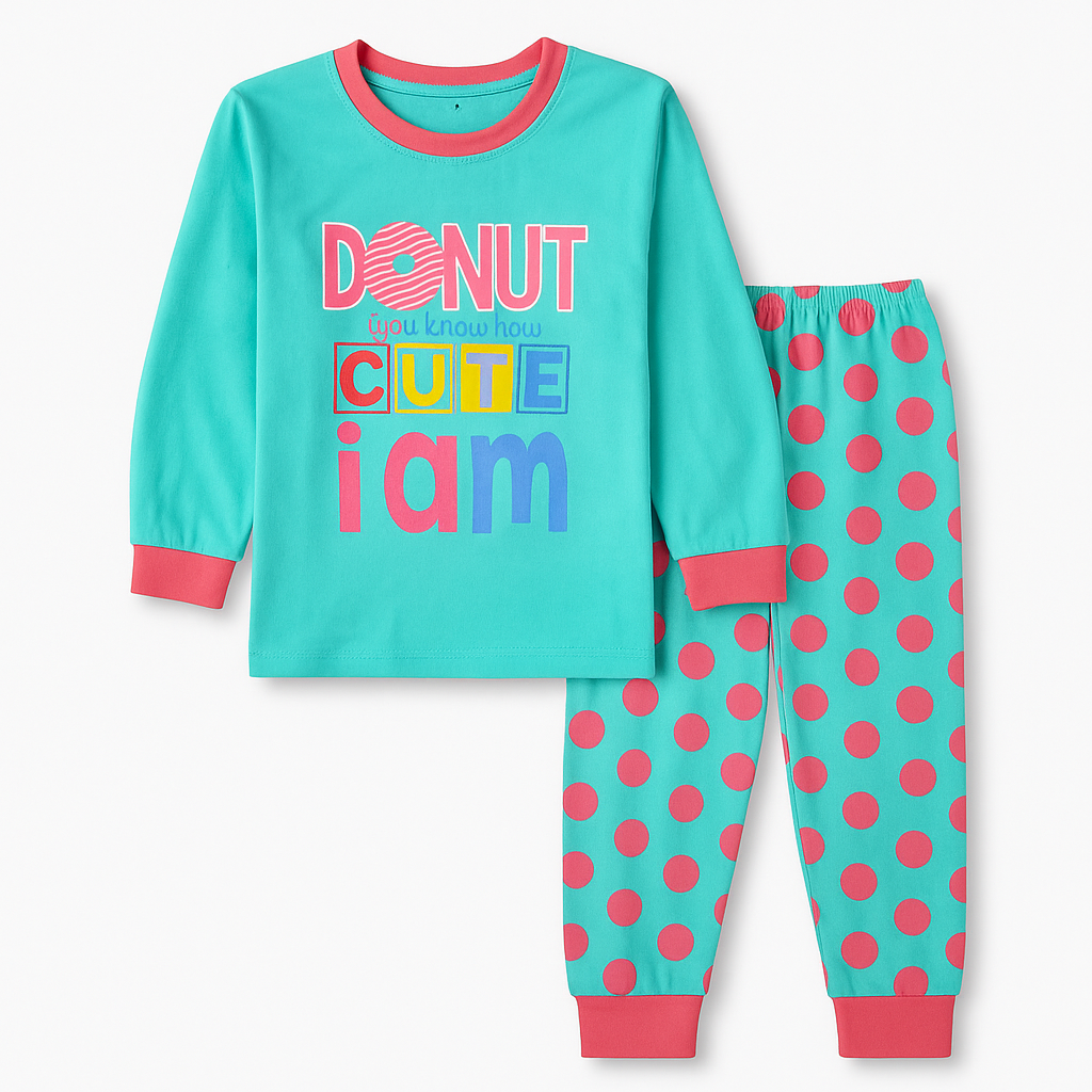 L-DAG-227 ชุดนอนเด็กผู้หญิง สีฟ้า Donut