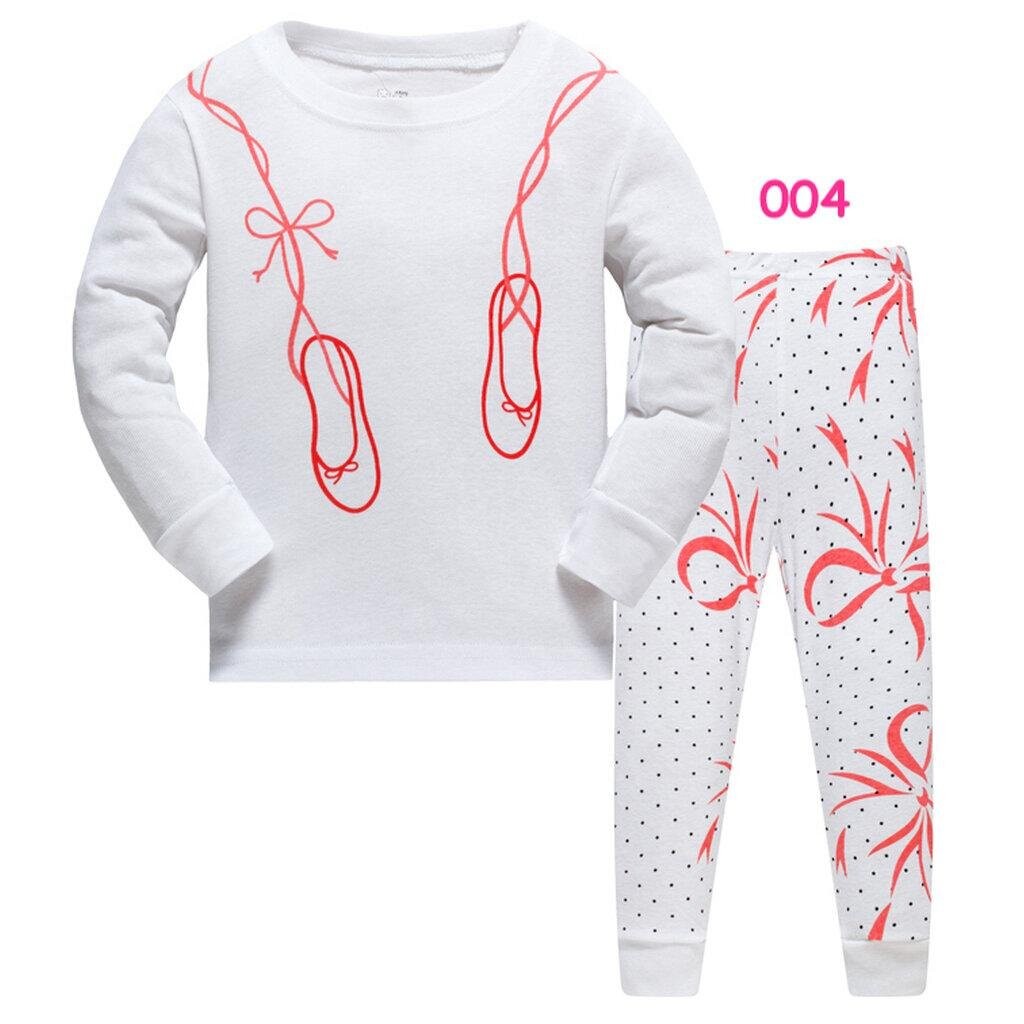 HUGX-1 ชุดนอนเด็กแขนยาวขายาวเด็กผู้หญิง ผ้า Cotton 100% เนื้อนิ่ม Size 2-8 ขวบ