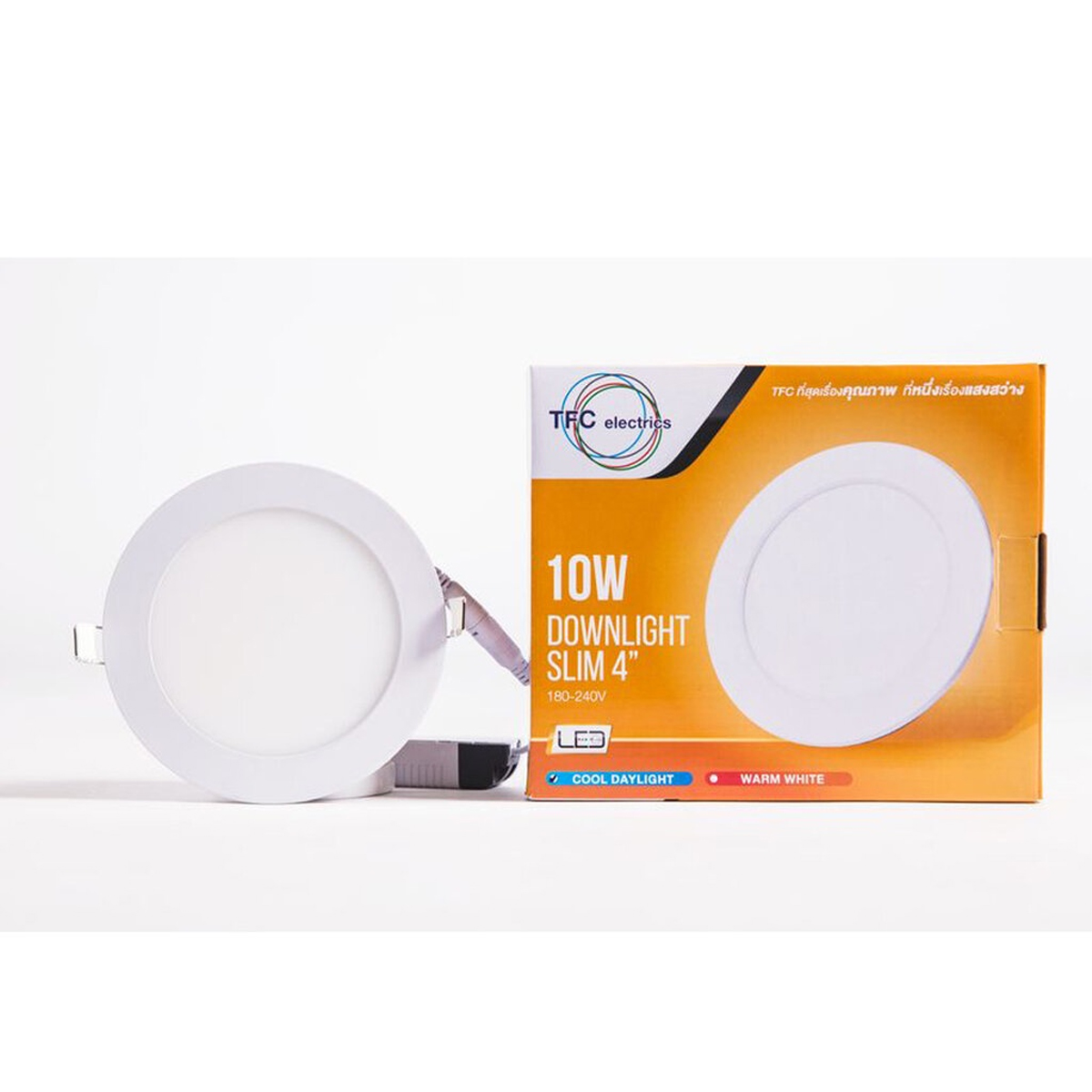 TFC หลอด LED ดาวไลท์สลิมกลม 10W 2700K (Warm White) (4")