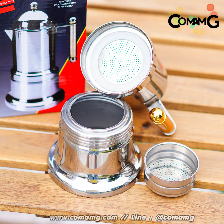 Moka Pot กาต้มกาแฟสด สแตนเลส ทรงวินเทจ ขนาด 4คัพ 200ML