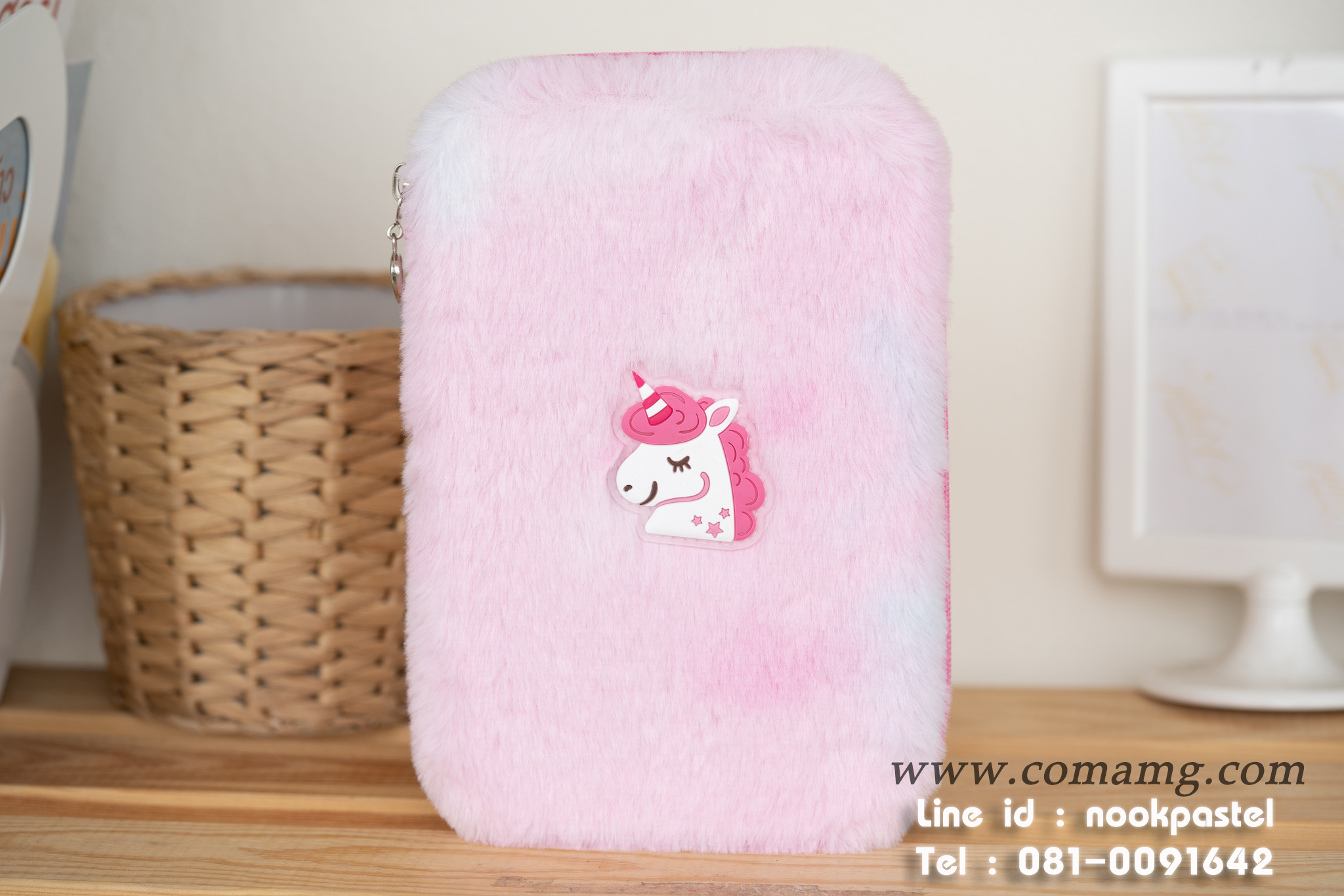 กระเป๋าใส่เครื่องเขียนผ้าขนตุ๊กตา ม้ายูนิคอน