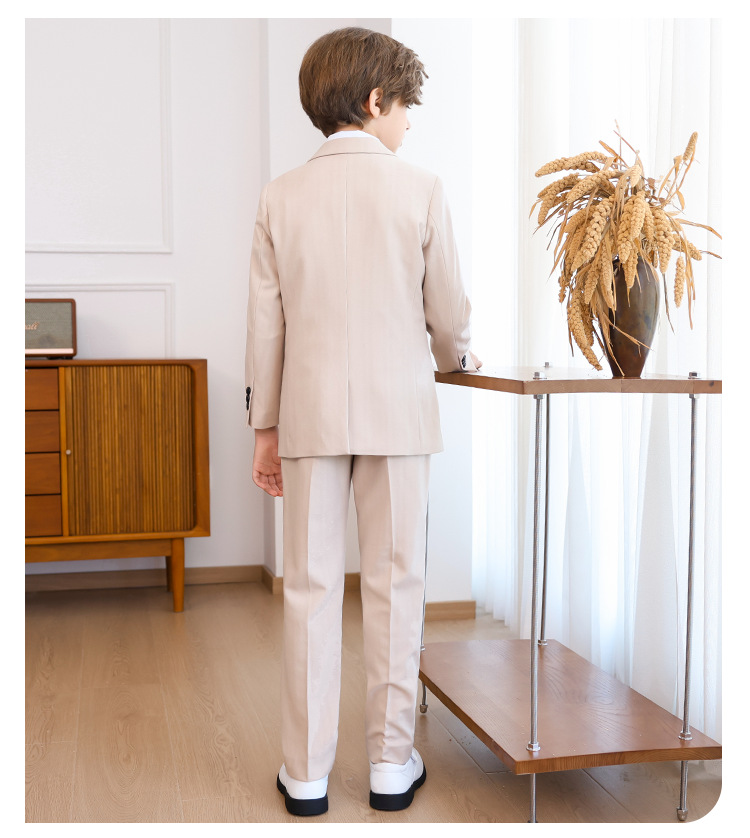 Bset0160- ชุดสูทเด็กชาย 5ชิ้น เนื้อผ้าสวย ทรงสวยดูหรูหรา มีเสื้อสูท+เสื้อกั๊ก+กางเกง+โบว์ ขนาดชุด +ดูเพิ่ม ในรายละเอียด สำหรับออกงาน หรือการแสดง