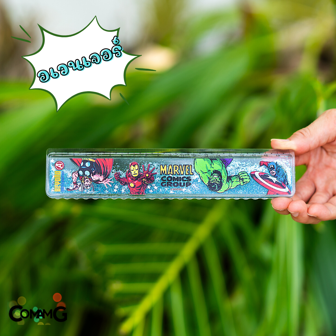 ไม้บรรทัดกากเพชร ไม้บรรทัดน้ำ ยาว20ซม ลายการ์ตูนน่ารัก ลิขสิทธิแท้