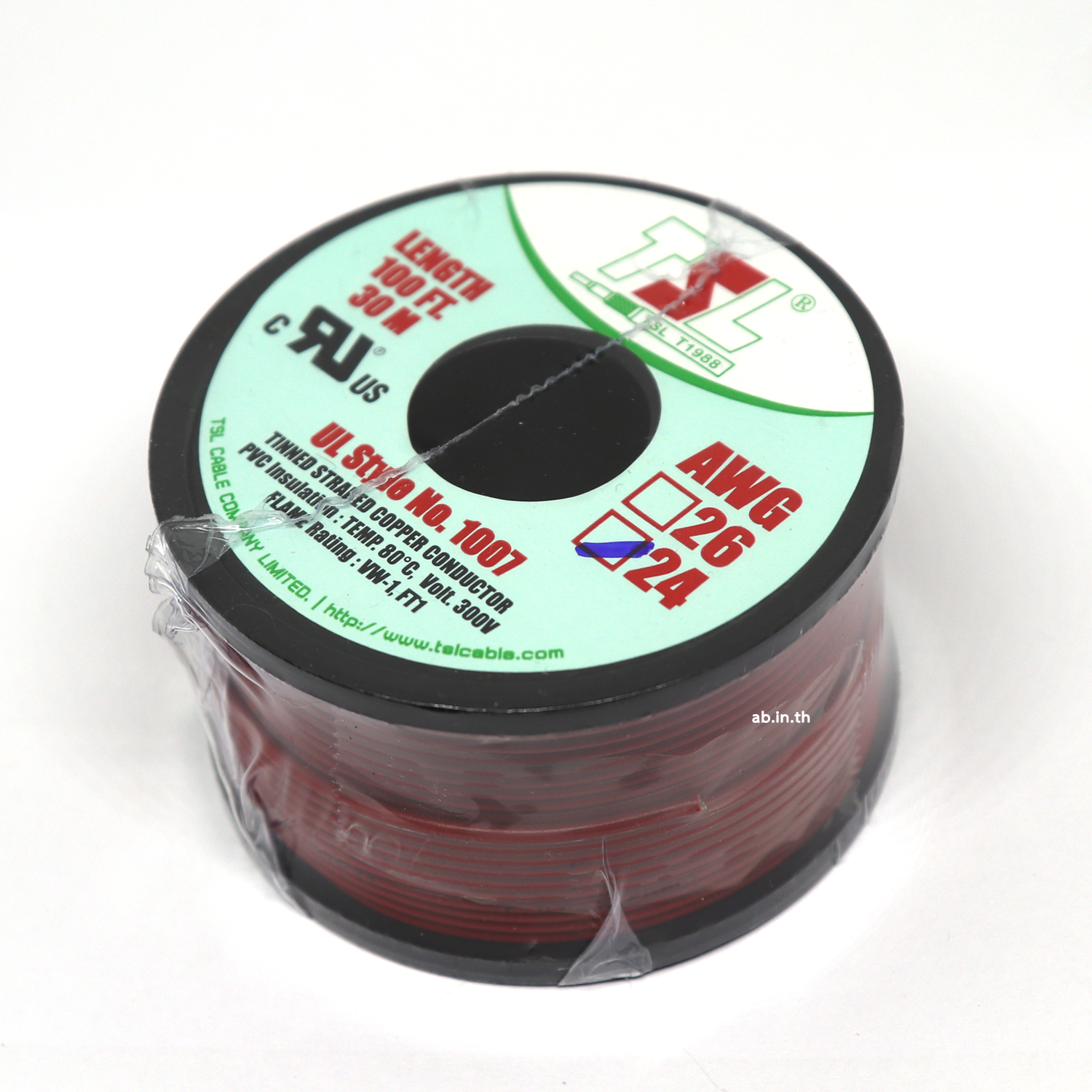 สายไฟ AWG24 TSL 100FT (สีแดง)
