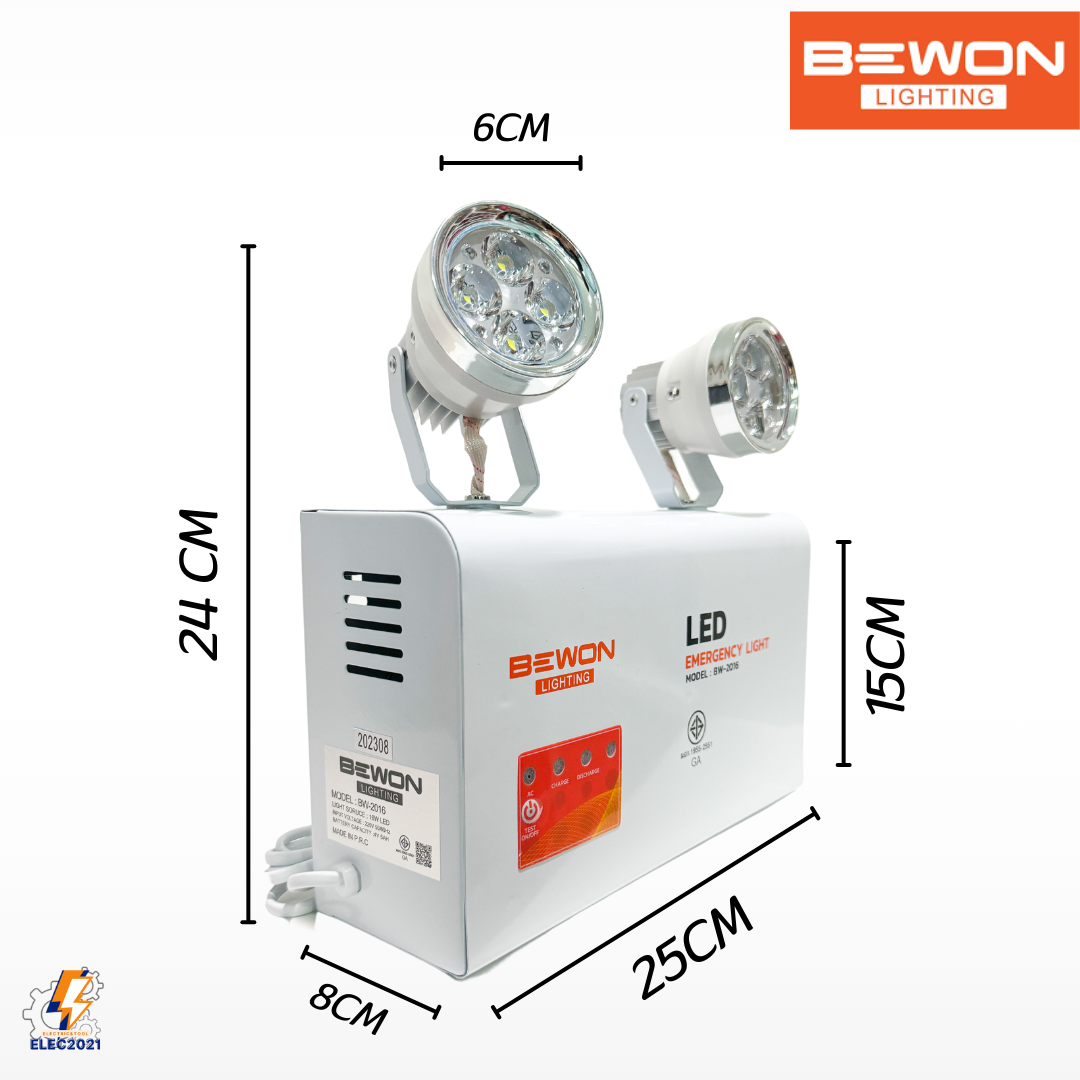 Bewon Emergency Light ไฟฉุกเฉินLED 16W โคมปรับหมุนได้ BW-2016 แบตเตอรี่ 4V/5Ah