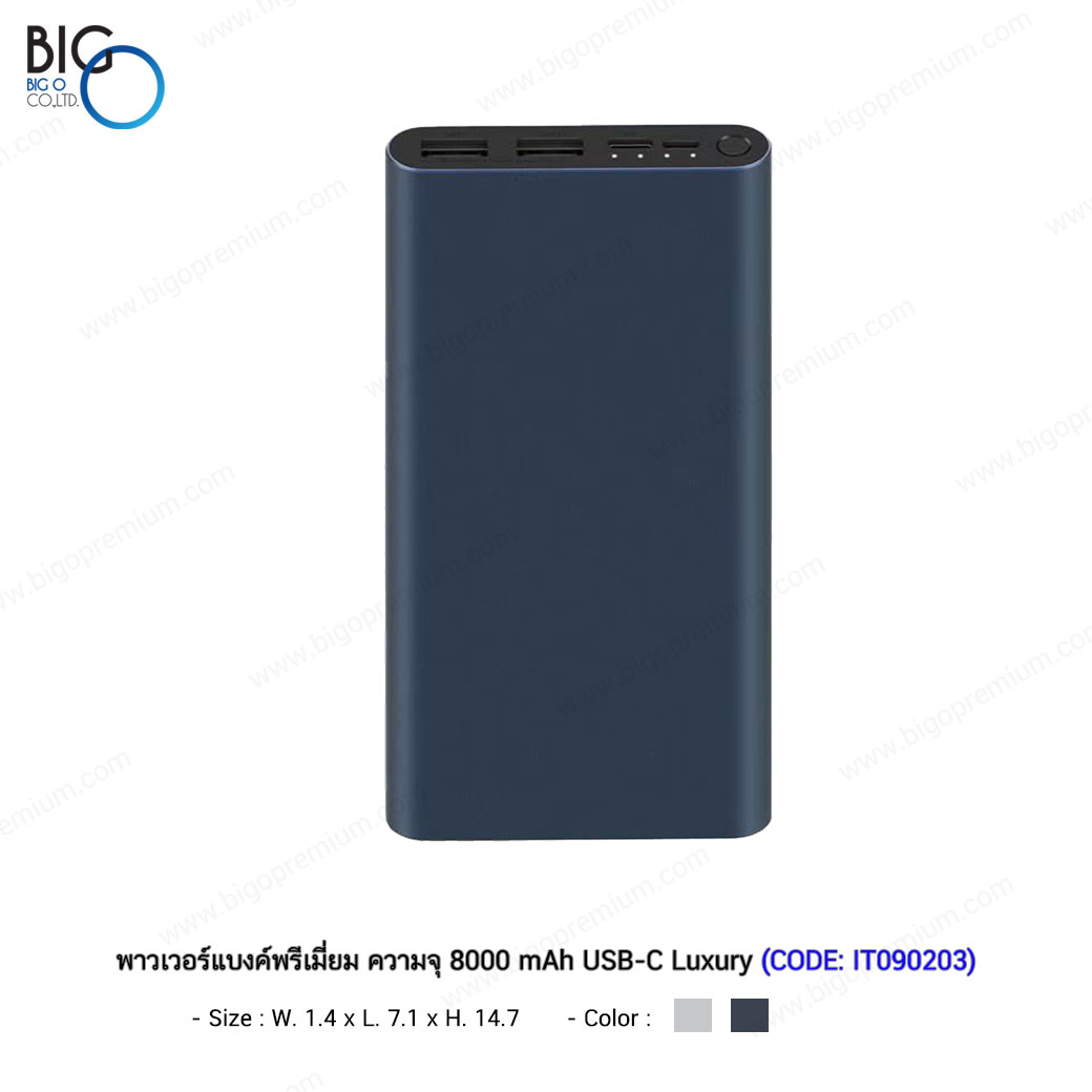 พาวเวอร์แบงค์พรีเมี่ยม ความจุ 8000 mAh USB-C Luxury