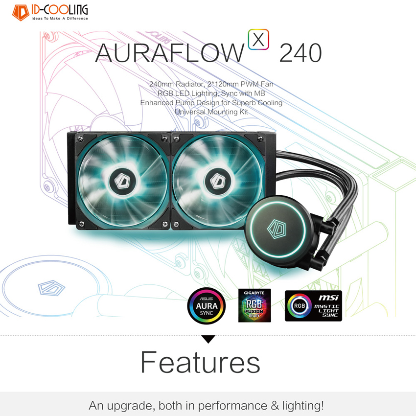 ชุดน้ำID-COOLING AURAFLOW X 240 ชุดน้ำระบายความร้อนCPU 2ตอน