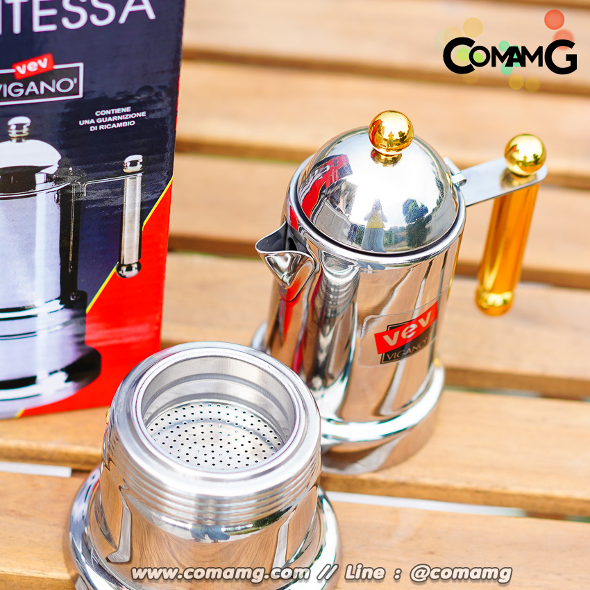 Moka Pot กาต้มกาแฟสด สแตนเลส ทรงวินเทจ ขนาด 4คัพ 200ML