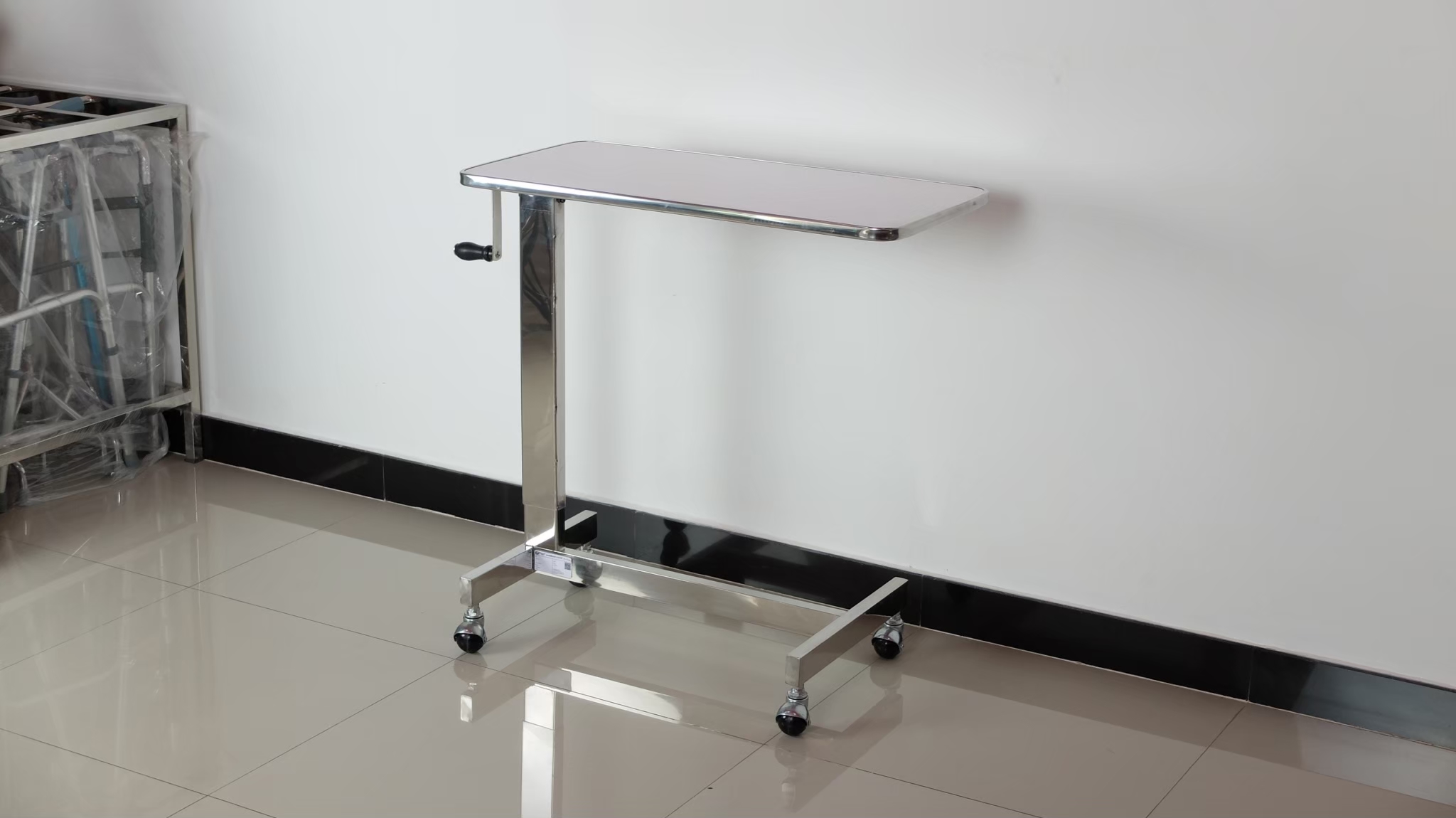 โต๊ะคร่อมเตียงสแตนเลส ขอบสแตนเลส PS38 (Best Seller)