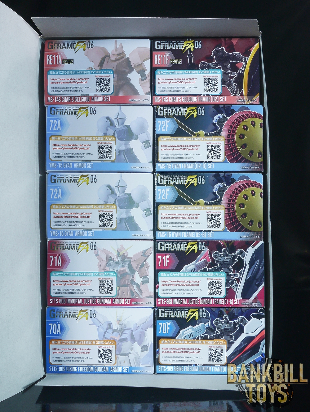 กันดั้ม Bandai Candy Toy Mobile Suit Gundam G Frame FA 06 Box [10 Packs]