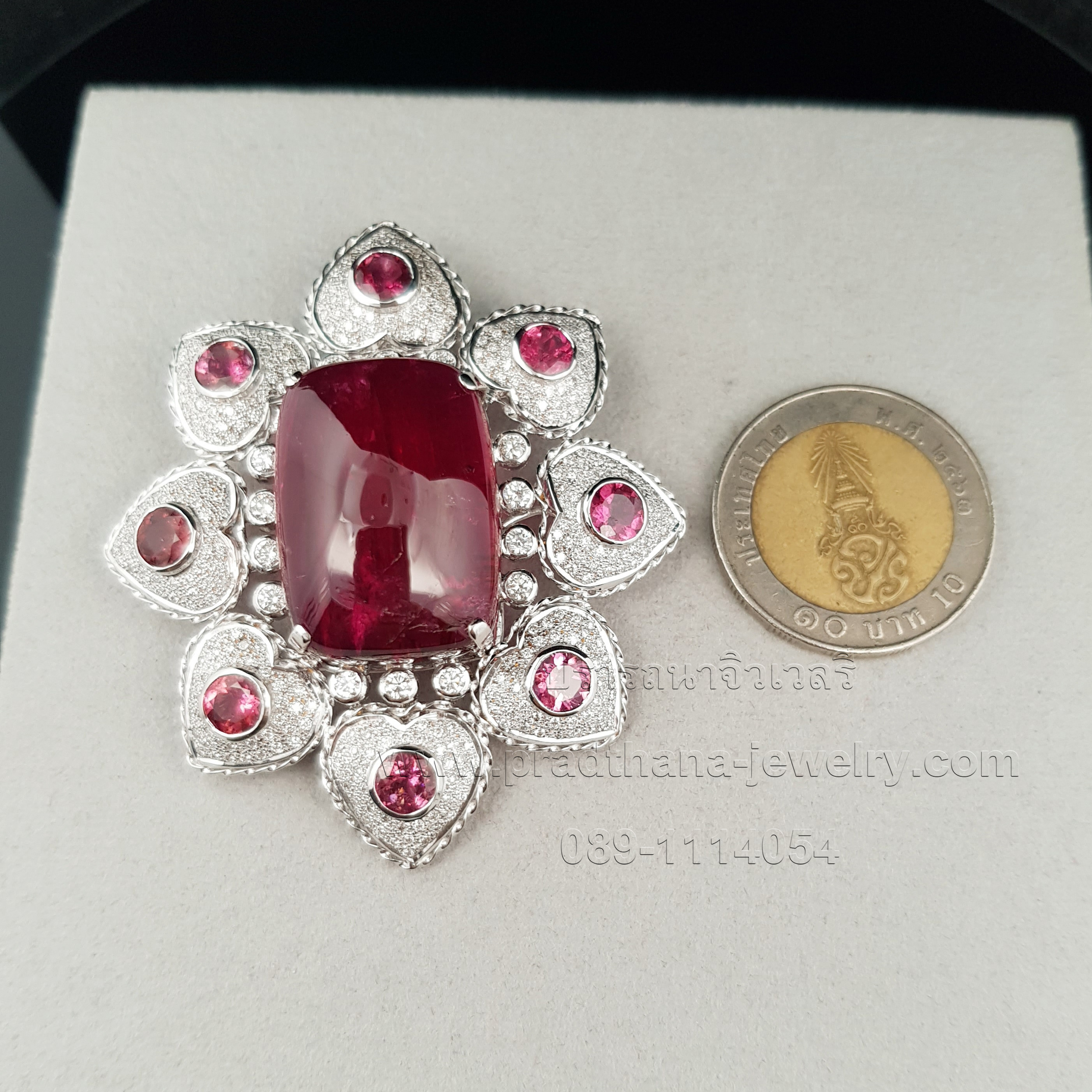 จี้รูเบลไลท์ประดับเพชร