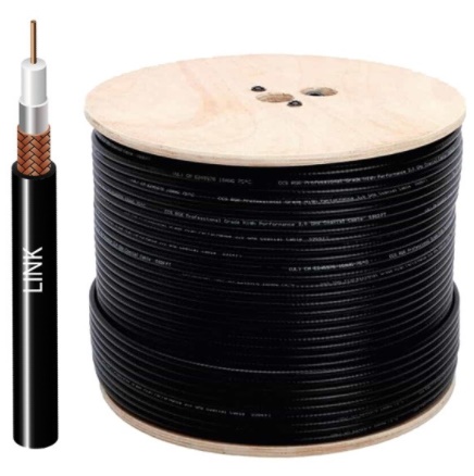 CB-0108 RG 6/U Cable Black Jacket, 95% Shield MILITARY Grade 500m. / Reel in Box