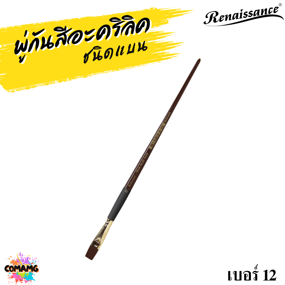 Renaissance พู่กันสีอะคริลิค ชนิดแบน เกรดคุณภาพสูง มีให้เลือกหลายเบอร์ พร้อมส่ง