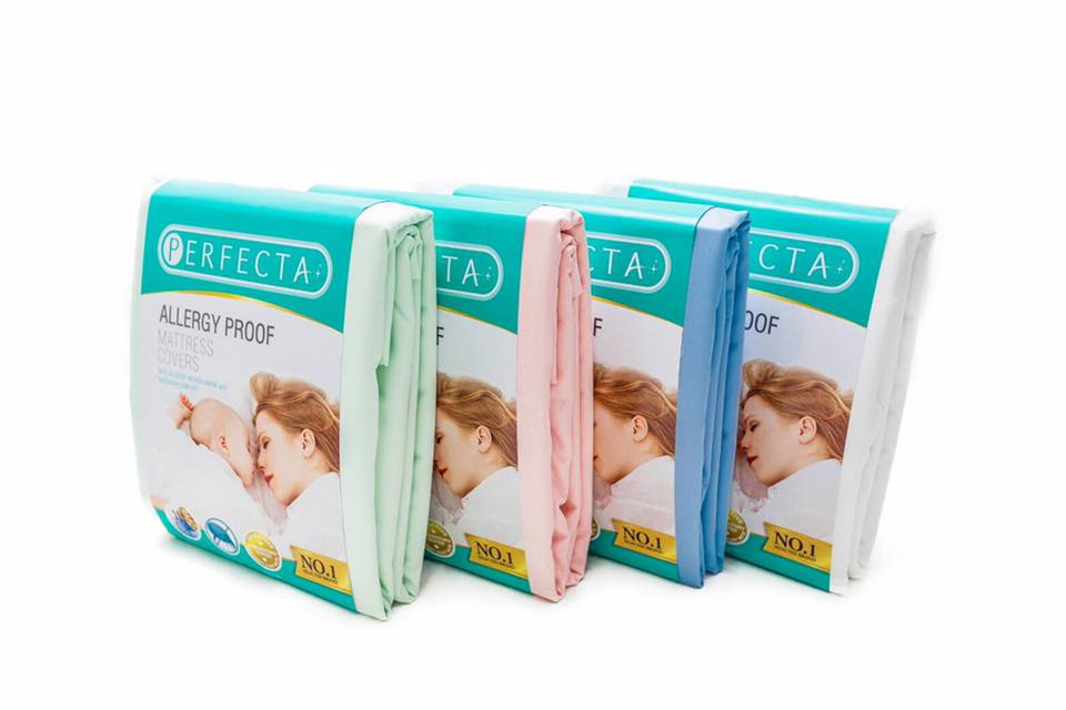 SET King Size ชุดที่นอนผ้ากันไรฝุ่น แบรนด์ Perfecta สุดคุ้ม !! ( ผ้าปูที่นอนกันไรฝุ่น ขนาดเตียงเดี่ยว 6 ฟุต พร้อมปลอกหมอนกันไรฝุ่น 2 ใบ ) Best Seller