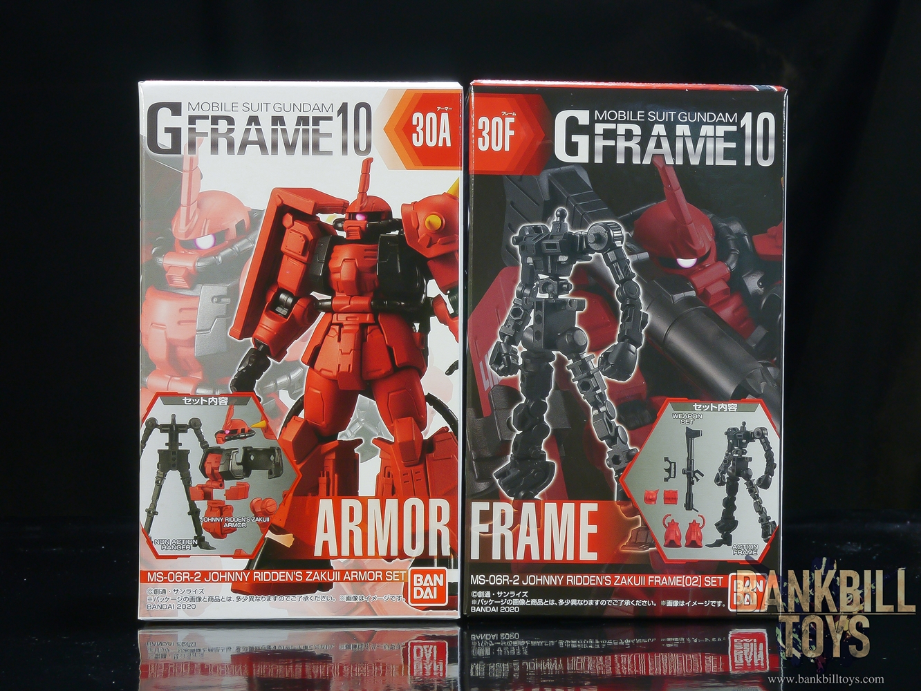 กันดั้ม Bandai Candy Toy Mobile Suit Gundam G Frame 10 No.30A MS-06R-2 Zaku II High Mobility Type [Johnny Ridden's Custom] Armor Set + No.30F Frame[02] Set (เซ็ตคู่ 2 กล่อง)