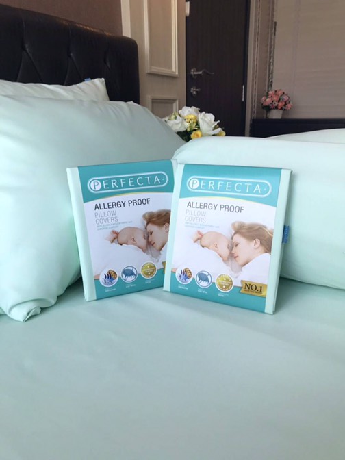 SET ชุดที่นอนผ้ากันไรฝุ่น แบรนด์ Perfecta สุดคุ้ม !! ( ผ้าปูที่นอนกันไรฝุ่น ขนาดเตียงเดี่ยว 3.5 ฟุต พร้อมปลอกหมอนกันไรฝุ่น 1 ใบ )