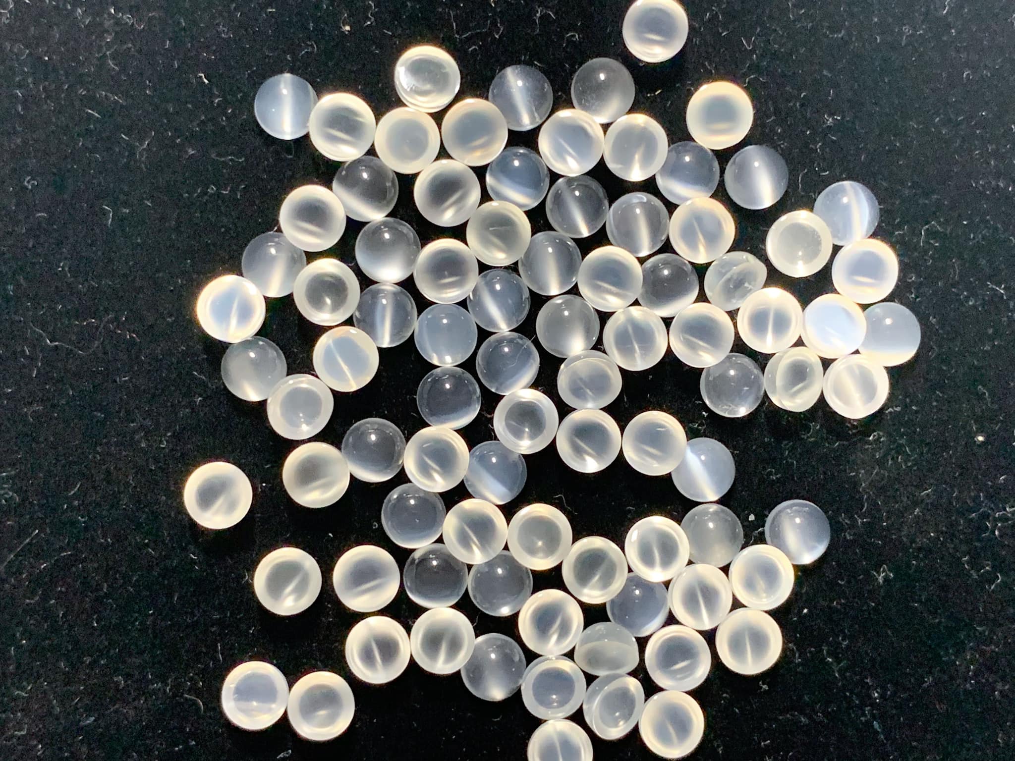 มูนสโตนกลมหลังเบี้ย (ตาแมว) 5 mm. 5 กะรัต