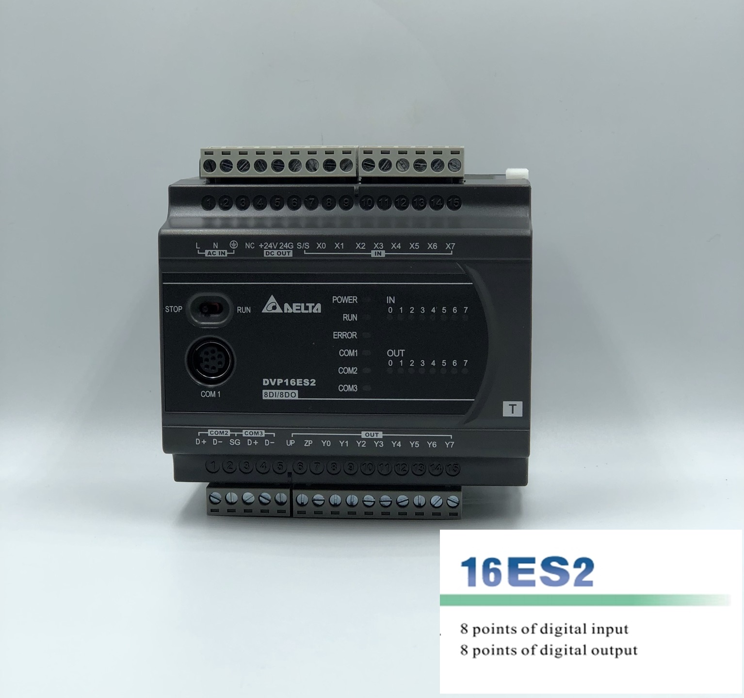 Delta PLC DVP16ES200R 8DI/8DO 220VAC Power in (Relay)