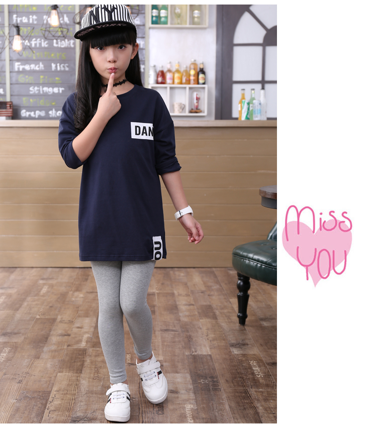 P2185 เลคกิ้งเด็กสีเทา สีพื้น เป็นคอตต้อนนุ่มๆ ยืดหยุ่น ใส่สบาย