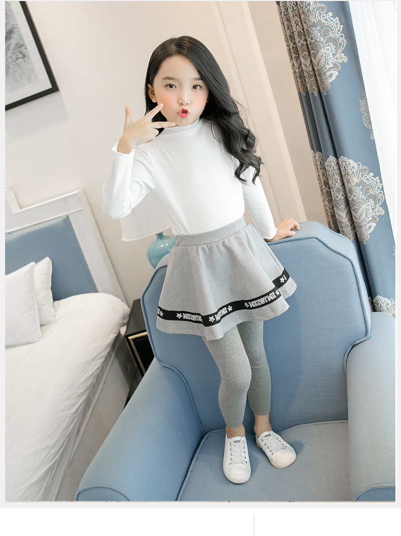 PS30242 พร้อมส่งเลคกิ้งเด็กแบบกระโปรงสีเทา