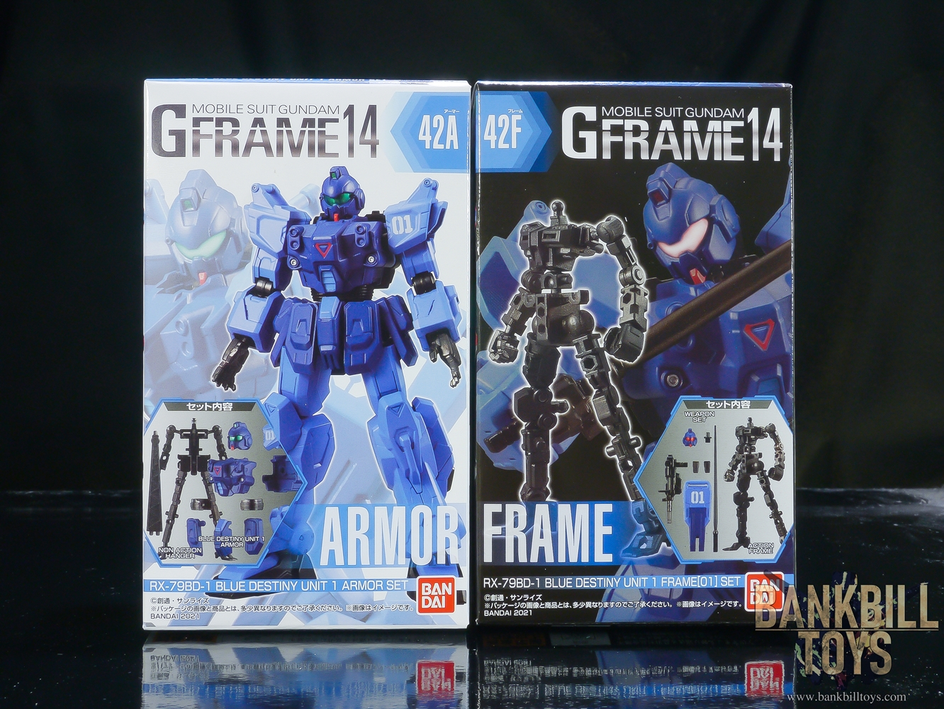 กันดั้ม Bandai Candy Toy Mobile Suit Gundam G Frame 14 No.42A RX-79BD-1 Blue Destiny Unit 1 Armor Set + No.42F RX-79BD-1 Blue Destiny Unit 1 Frame[01] Set (เซ็ตคู่ 2 กล่อง)