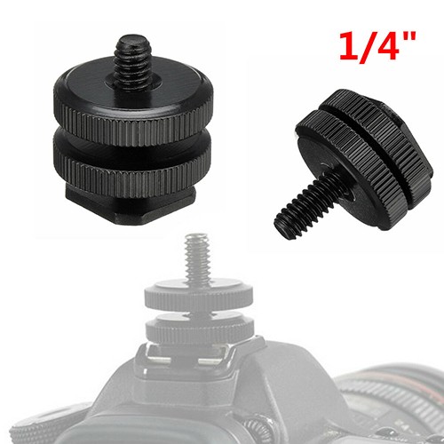 1/4 Dual Thumb Screw Flash Cold Hot Shoe Camera Adapter Mount for GoPro l Action Camera l DSLR