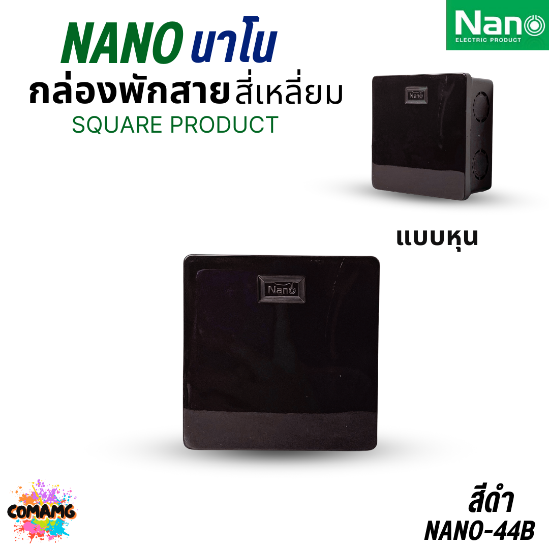 NANO กล่องพักสาย แบบมิล แบบหุน NANO-24 2x4 สีขาว สีดำ / NANO-44W 4x4 สีขาว สีดำ พร้อมส่ง