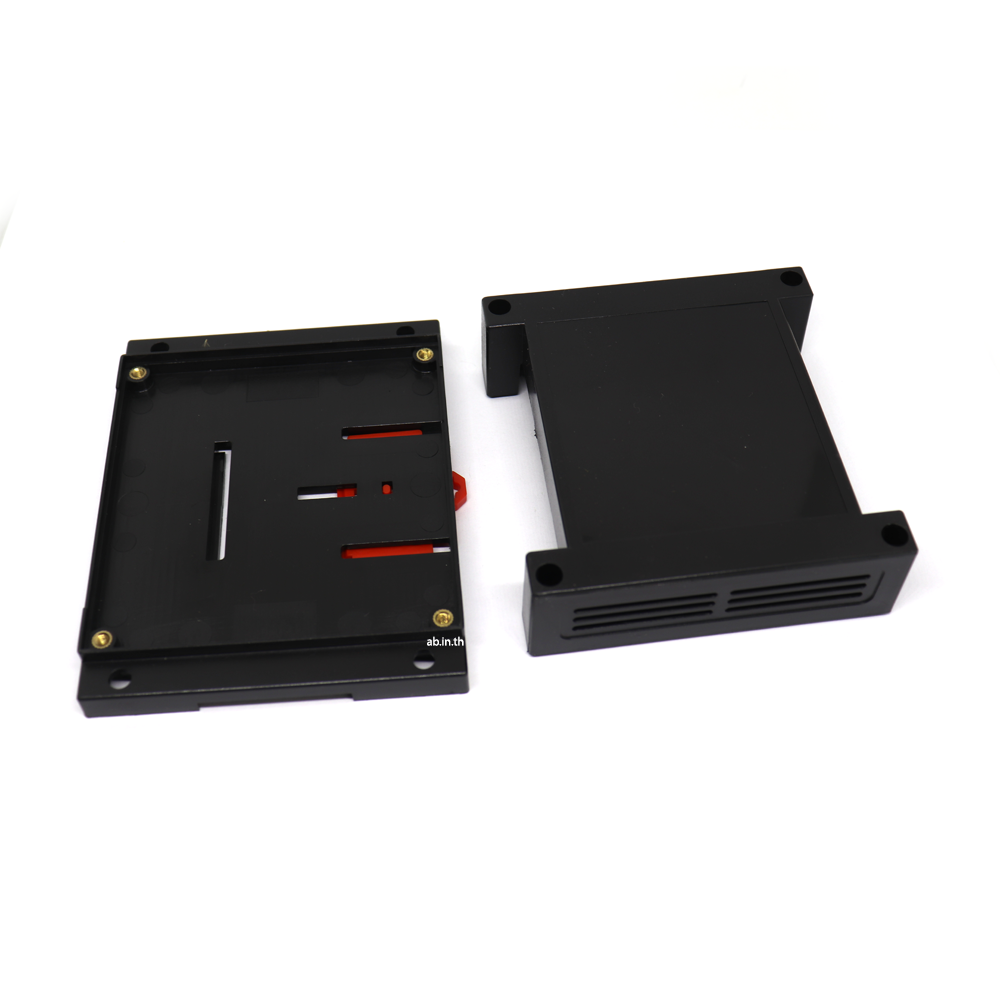 กล่อง PLC บอร์ดอิเล็กทรอนิกส์ ติดรางปีกนก ขนาด 115 x 90 x 40 มิลลิเมตร สีดำ