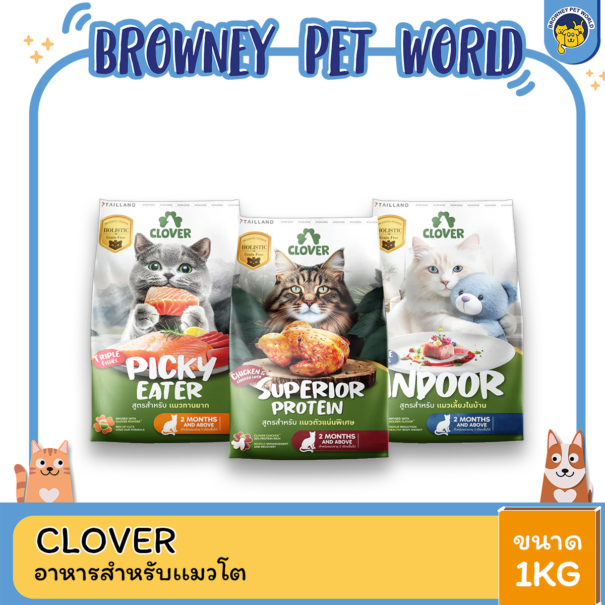 Clover holistic grain-free อาหารแมว อายุตั้งแต่ 2 เดือนขึ้นไป ขนาด 1kg