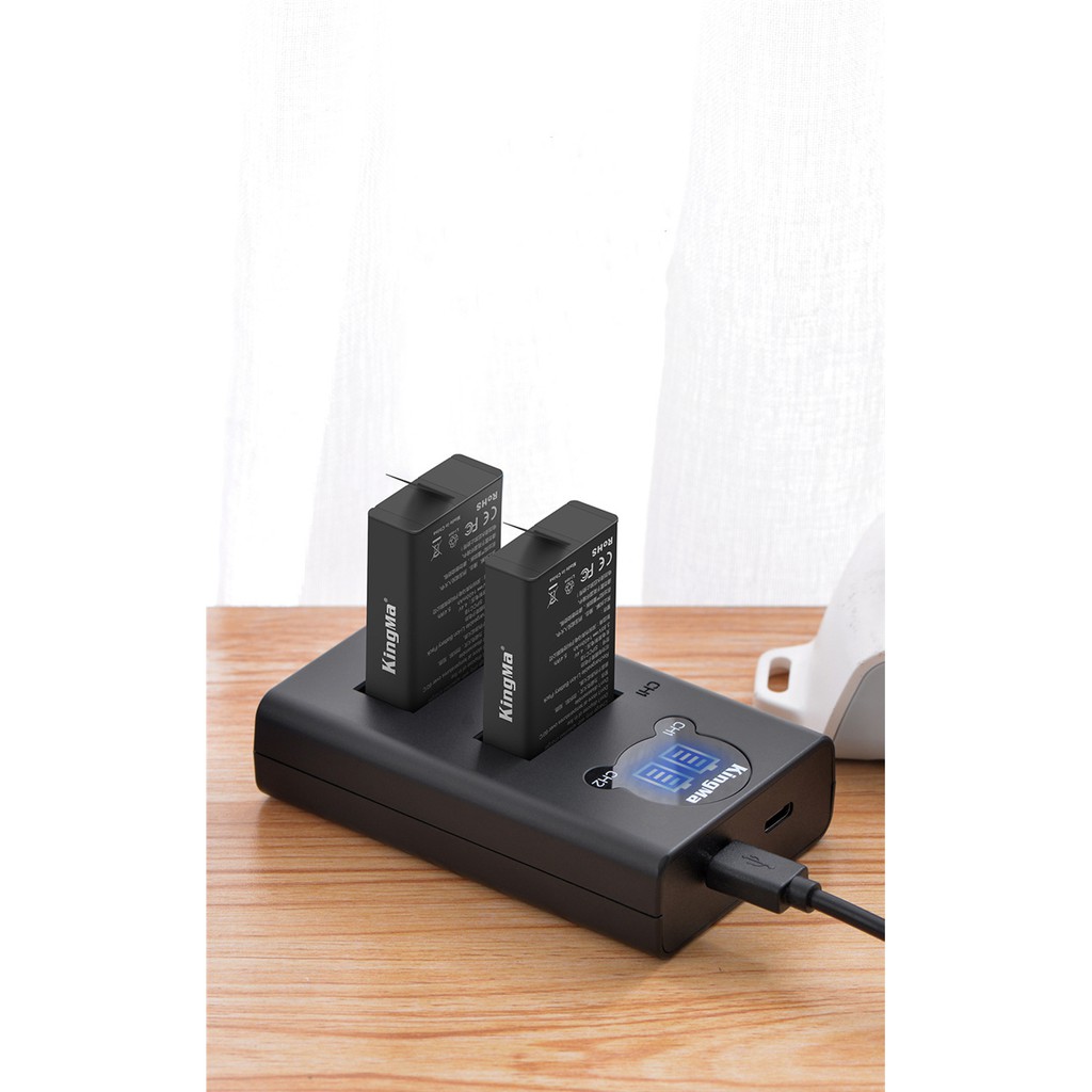 ชุดแท่นชาร์จGopro MAX ยี่ห้อ Kingma Dual แบบมีจอ+แบตเตอรี่ 2ก้อน