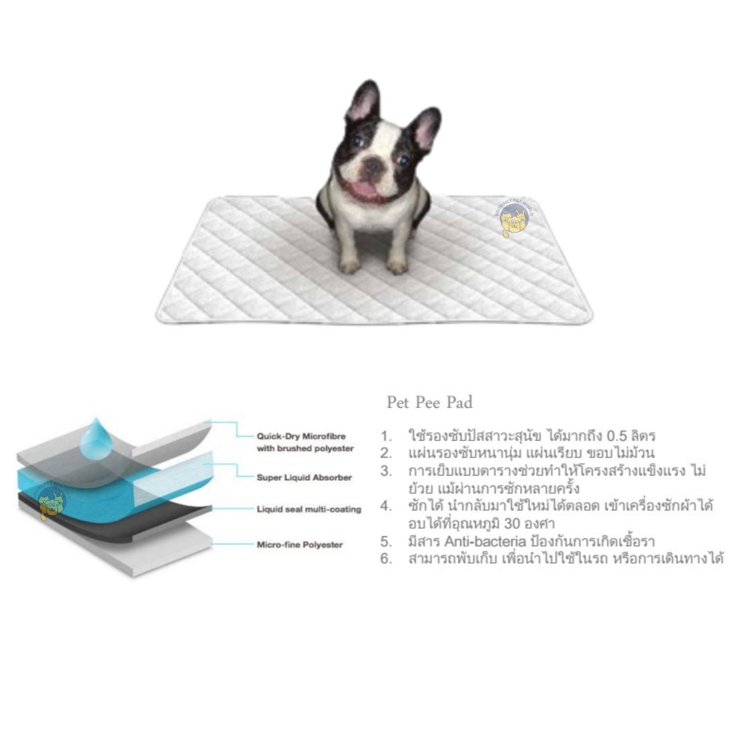 Pet Pee Pad แผ่นรองซับปัสสาวะ แผ่นรองฉี่ สัตว์เลี้ยง แบบซักได้ (S, M, L, XL, XXL)