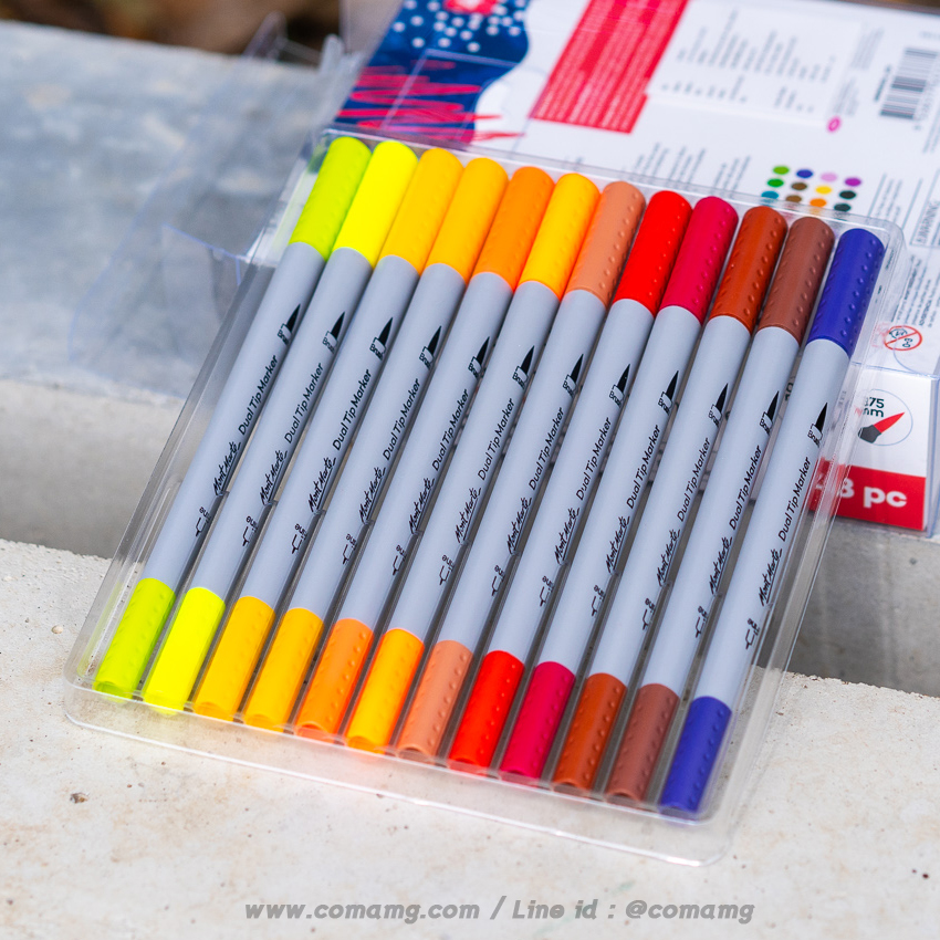 ปากกามาร์คเกอร์ ปากกาหัวพู่กัน Mont Marte 2หัวในด้าม Dual Tip Signature