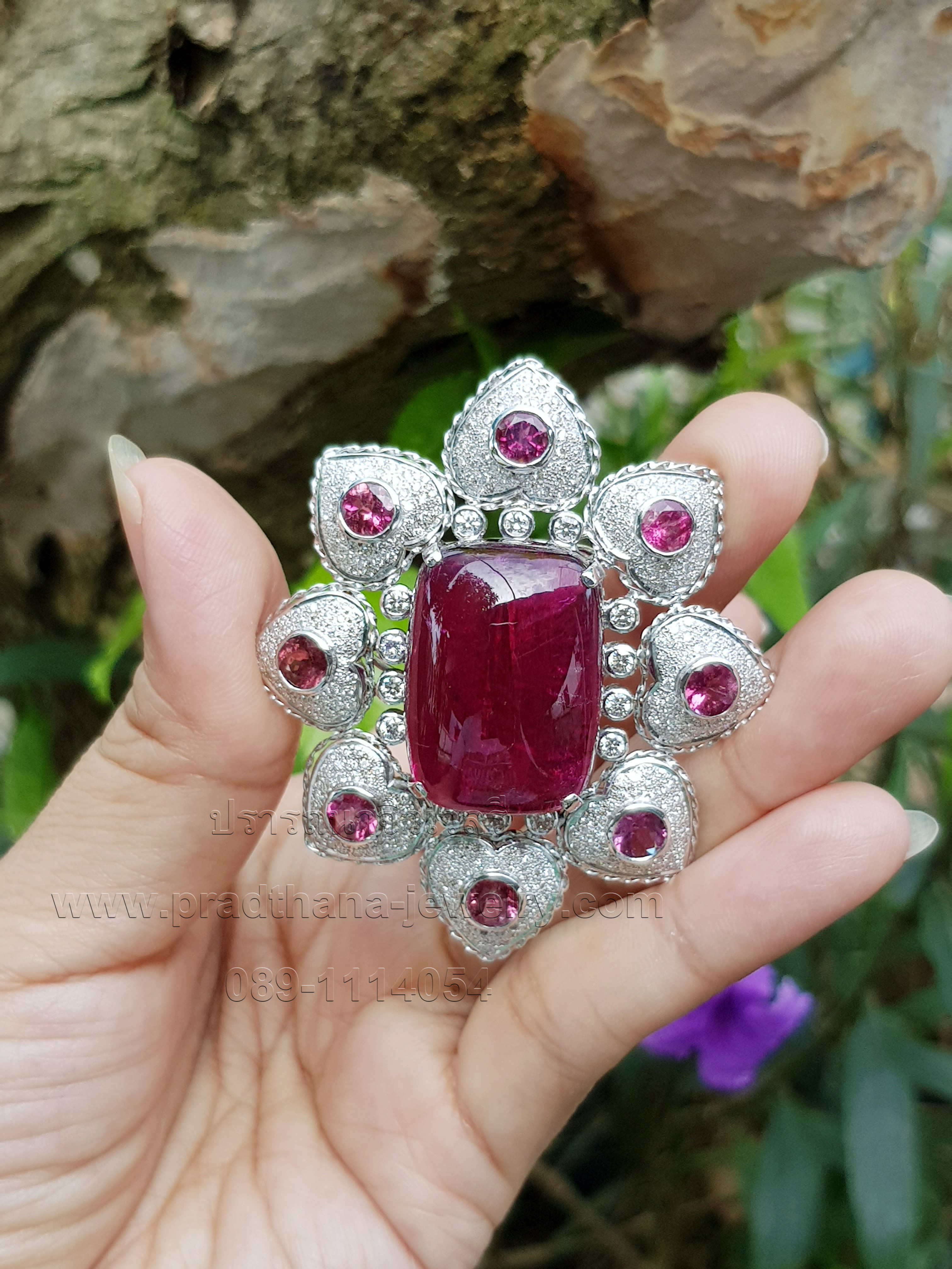 จี้รูเบลไลท์ประดับเพชร