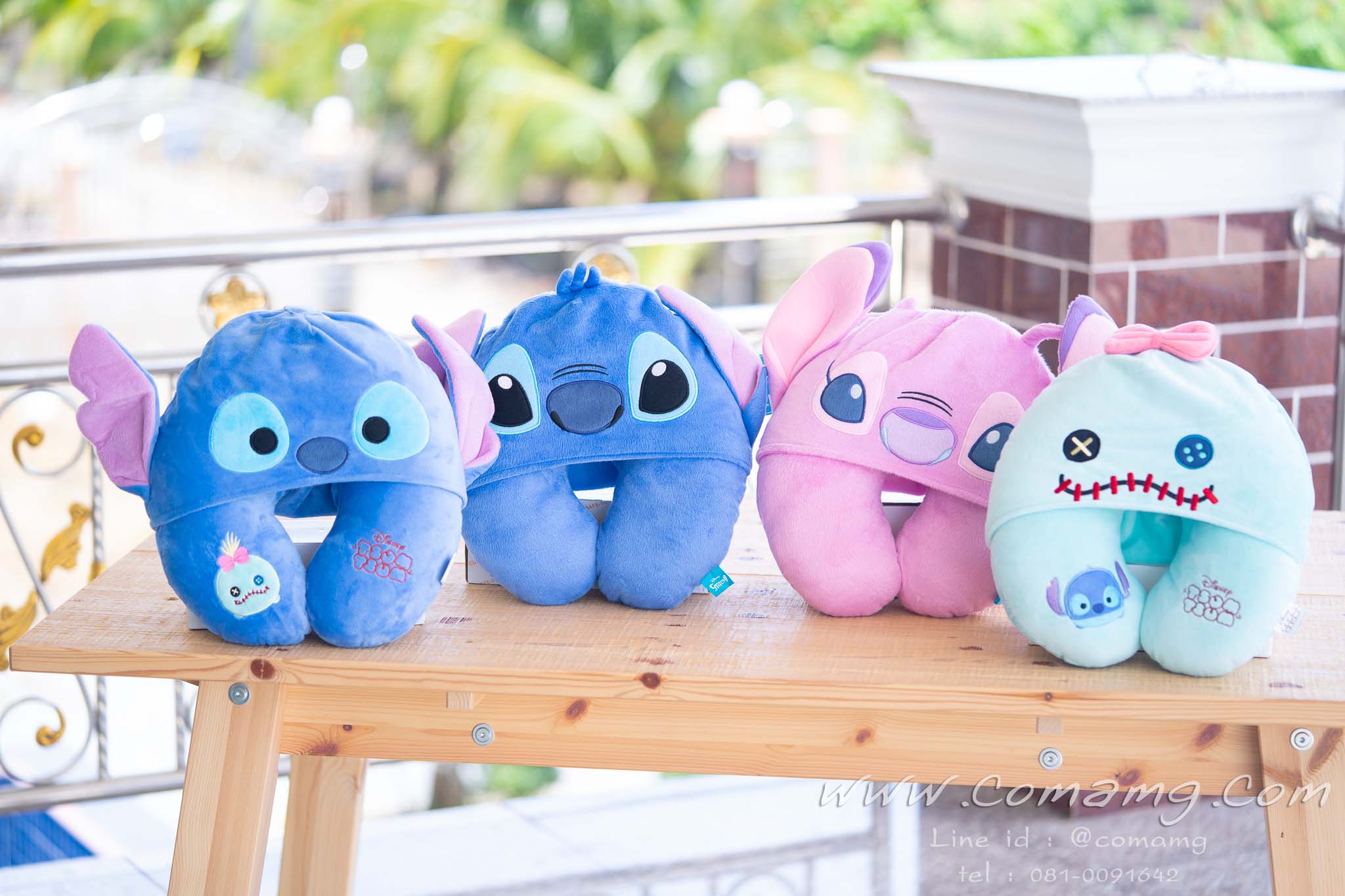 หมอนรองคอมีหมวก สติทซ์ แองเจิ้ล สครัมพ์ ( Stitch & Angel & Scramp)