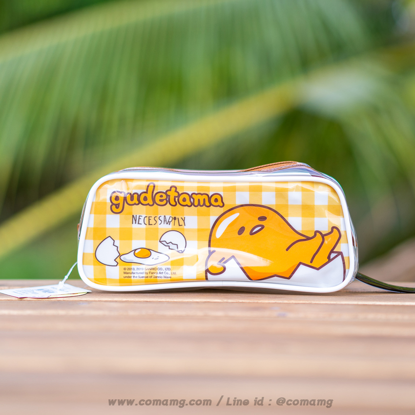 กระเป๋าใส่เครื่องเขียนPVC ลายไข่ขี้เกียจgudetama ทรงสี่เหลี่ยมคางหมู