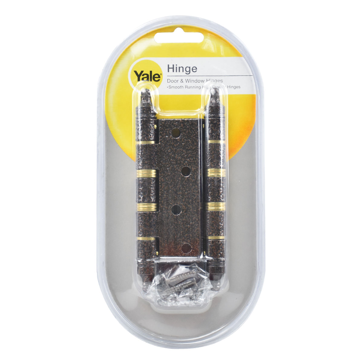 YALE บานพับประตู AE43 ทองแดงรมดำหัวจุก มีหมุดแหวนทองเหลือง 14มม. 4"x3"x2.3มม