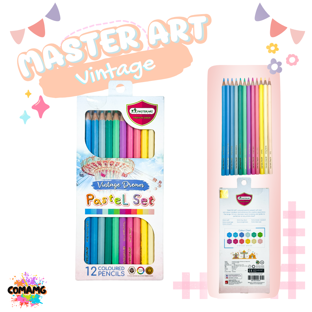 สีไม้โทนพาสเทล Master Art สีพาสเทล รุ่นกล่อง12สี มี3แบบให้เลือกพร้อมส่ง
